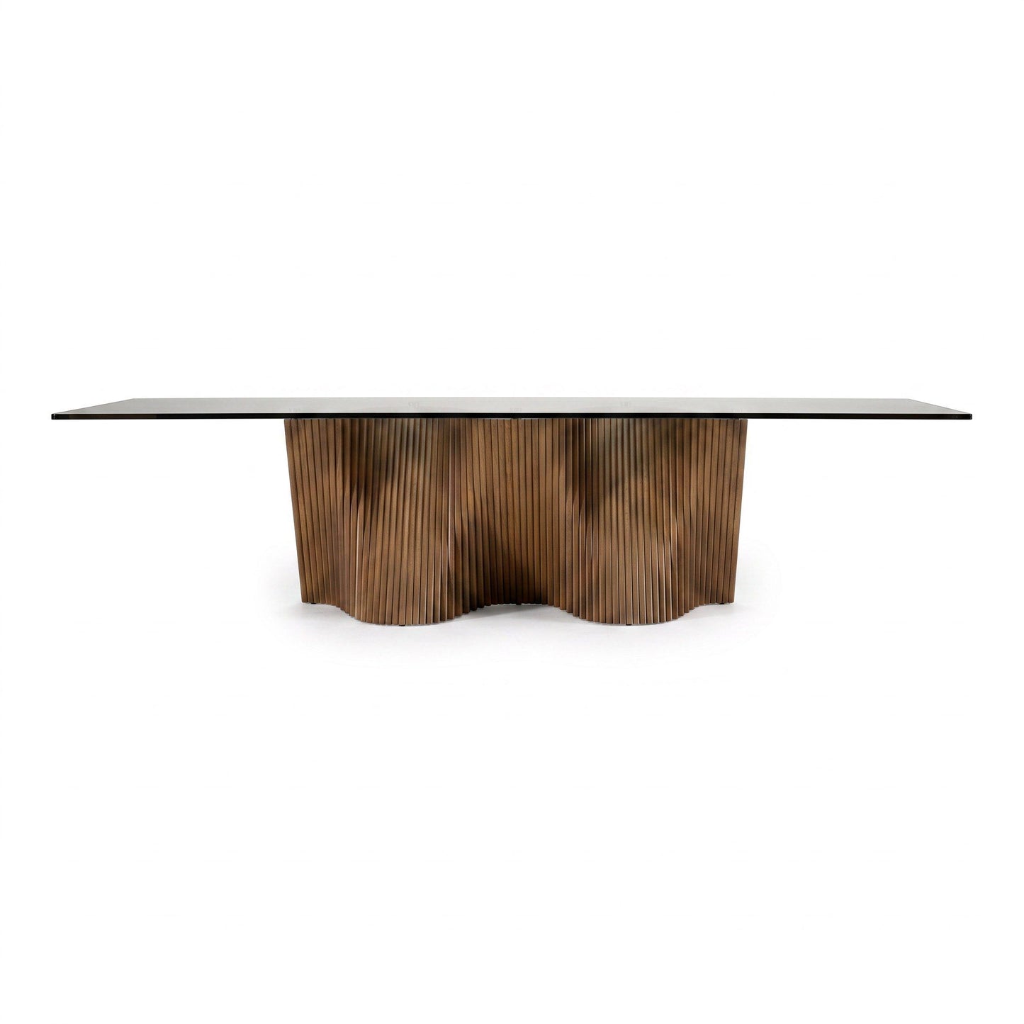 Byer Modern Glass and Walnut Dining Table