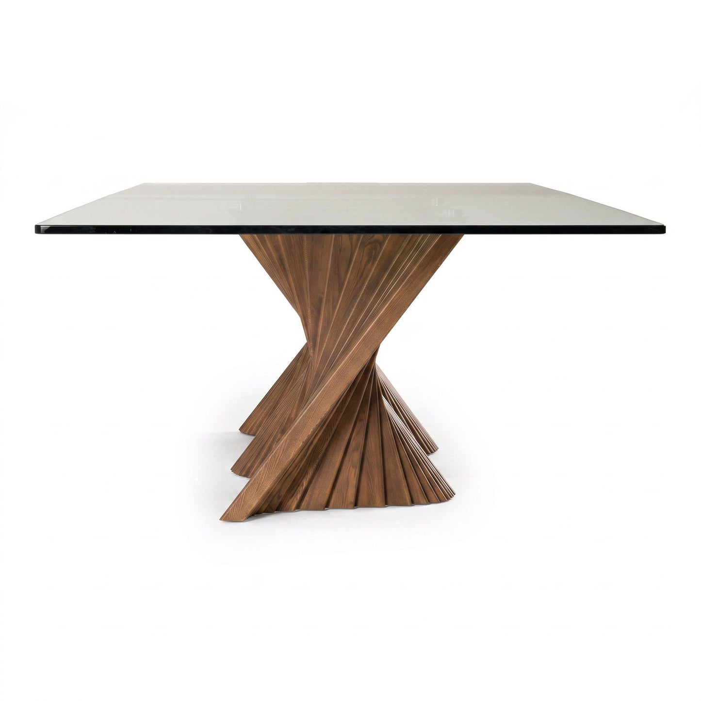 Byer Modern Glass and Walnut Dining Table