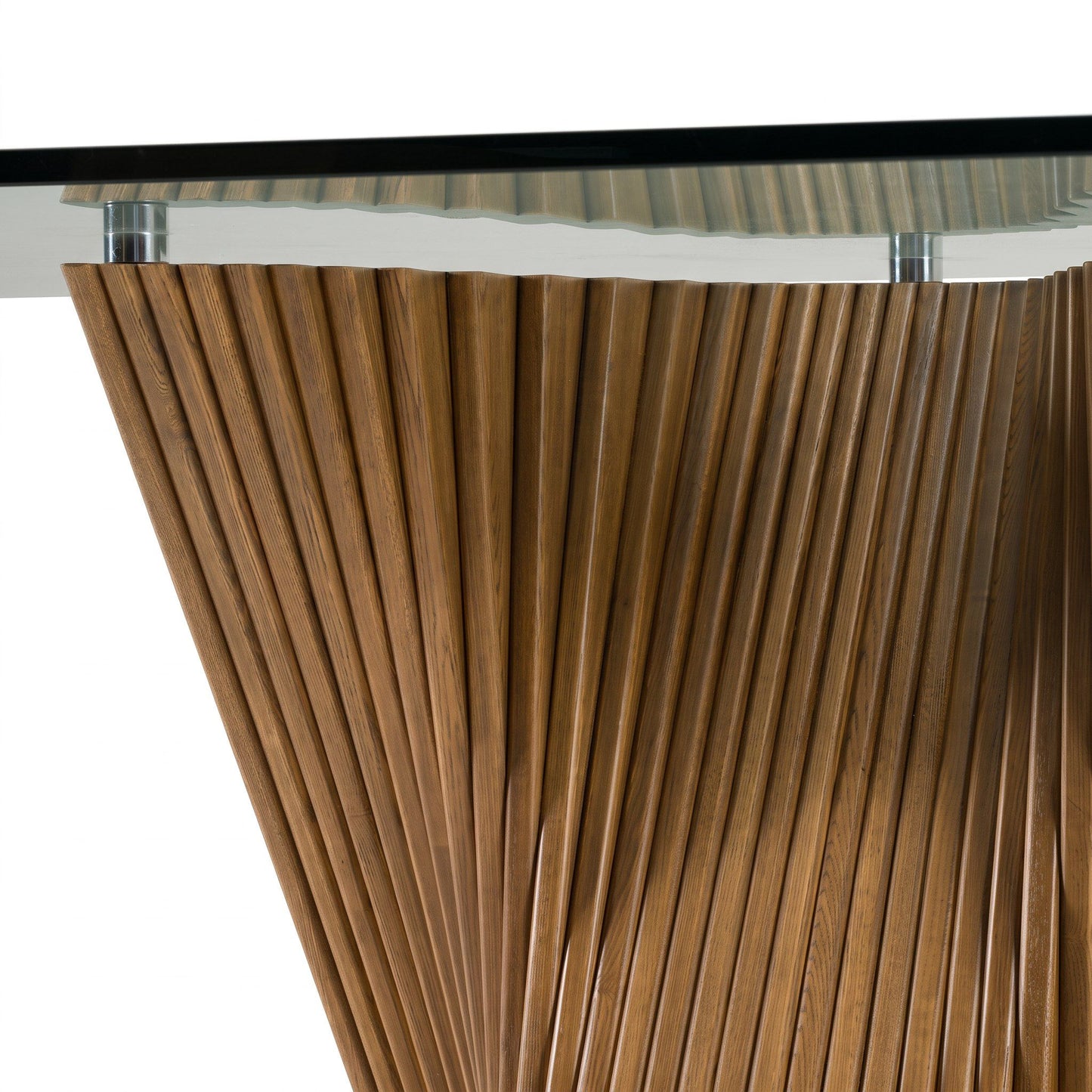 Byer Modern Glass and Walnut Dining Table