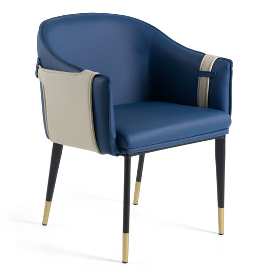 Calder Blue and Beige Bonded Leather Dining Chair