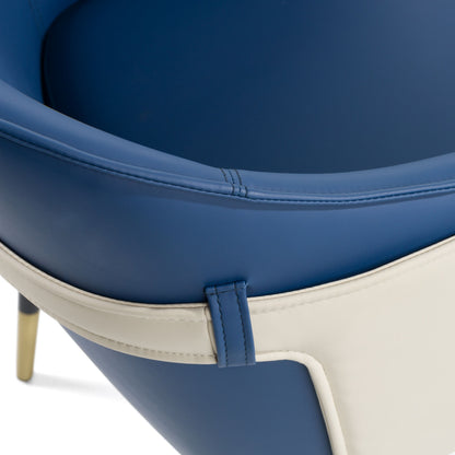 Calder Blue and Beige Bonded Leather Dining Chair