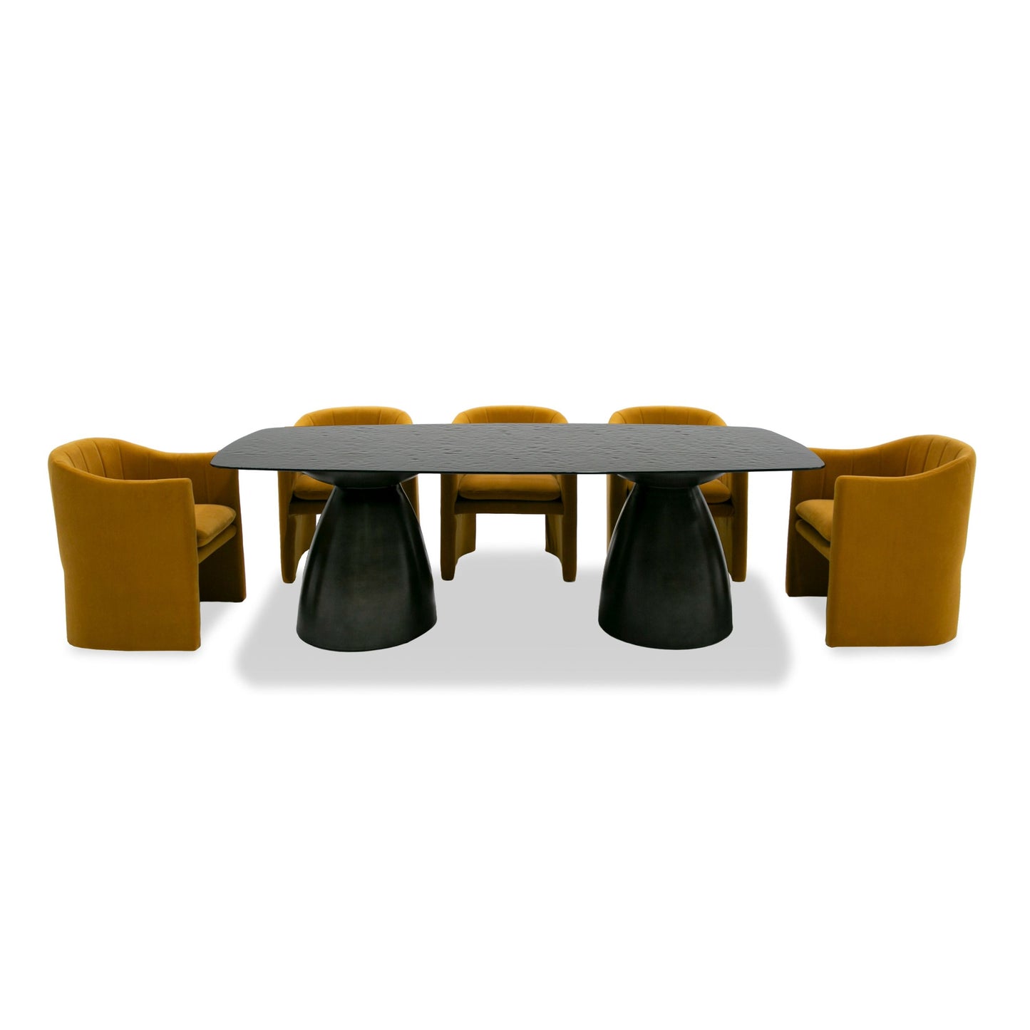 Modrest Calexico - Contemporary Black Wave Glass Wide Rectangular Dining Table