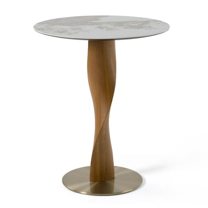 Modrest Calvary - Mid-Century Modern Ceramic + Walnut Bar Table