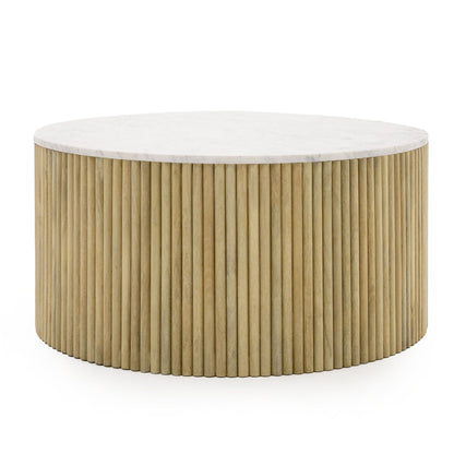 Modrest - Cambridge White Marble & Mango Round Coffee Table