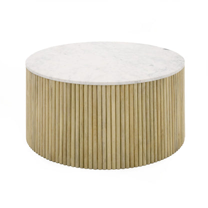 Modrest - Cambridge White Marble & Mango Round Coffee Table