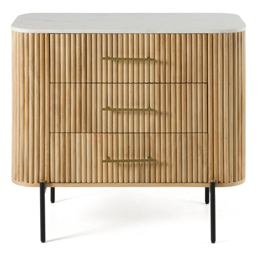 Modrest Cambridge White Marble Mango 3 Drawer Dresser A Stunning Fusion of Natural Elegance and Contemporary Design for Sophisticated Living Spaces