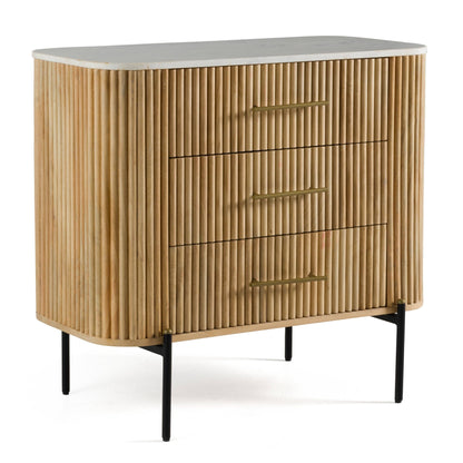 Modrest Cambridge White Marble Mango 3 Drawer Dresser A Stunning Fusion of Natural Elegance and Contemporary Design for Sophisticated Living Spaces