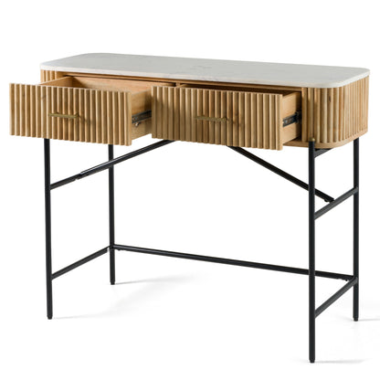Modrest Cambridge White Marble Mango Vanity Table A Stunning Fusion of Natural Elegance and Contemporary Design for Sophisticated Living Spaces