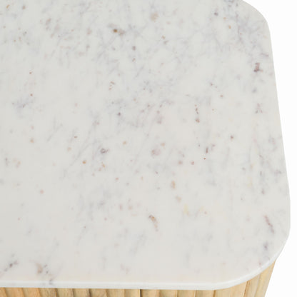 Modrest Cambridge Tall Buffet – Modern White Marble Top with Mango Wood Cabinet Design
