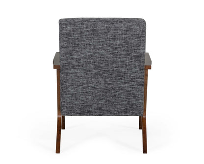 Modrest Candea Mid-Century Walnut and Grey Accent Chair - Stylish Retro-Inspired Seating
