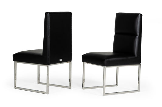 A&X Carla Modern Black Leatherette Dining Chair (Set of 2)