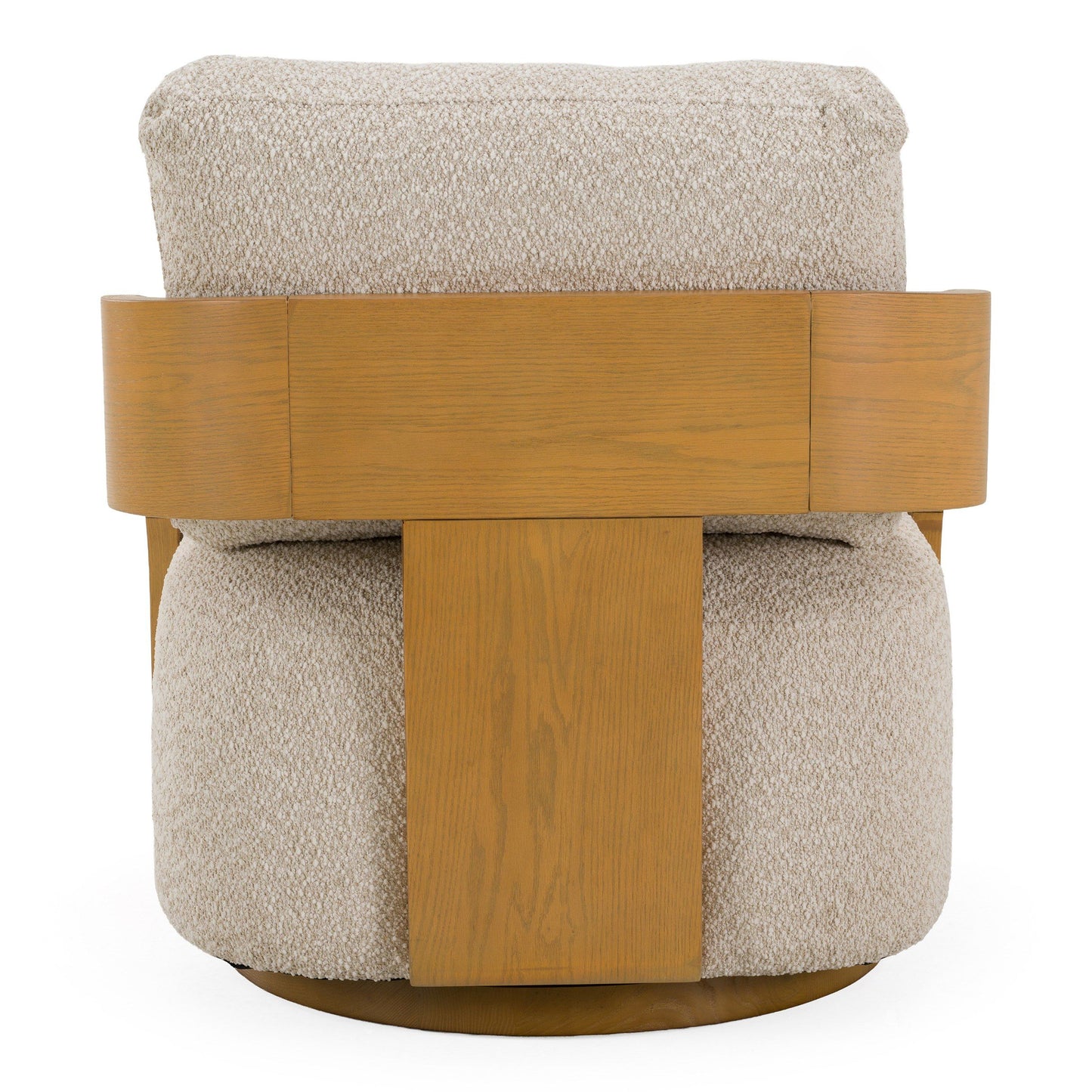 Caruso Modern Beige Fabric and Natural Oak Swivel Accent Chair