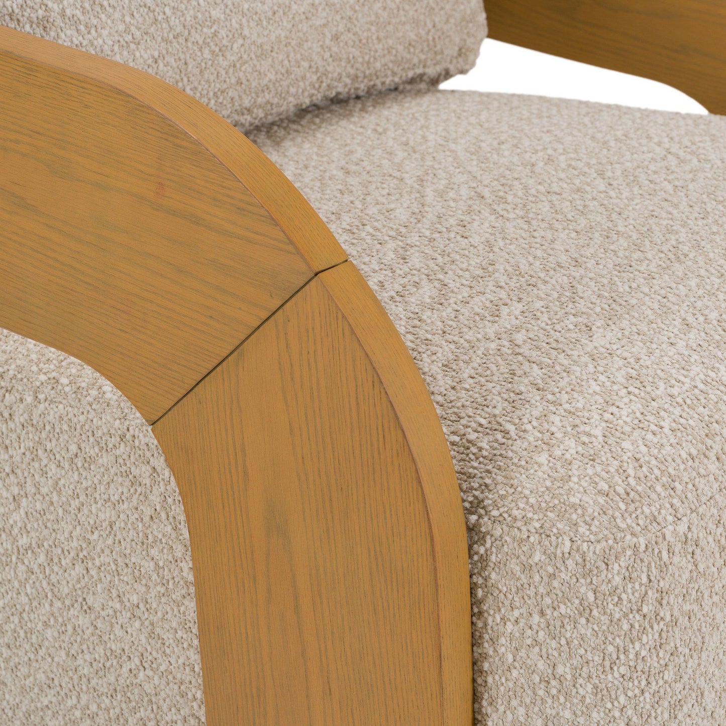 Caruso Modern Beige Fabric and Natural Oak Swivel Accent Chair