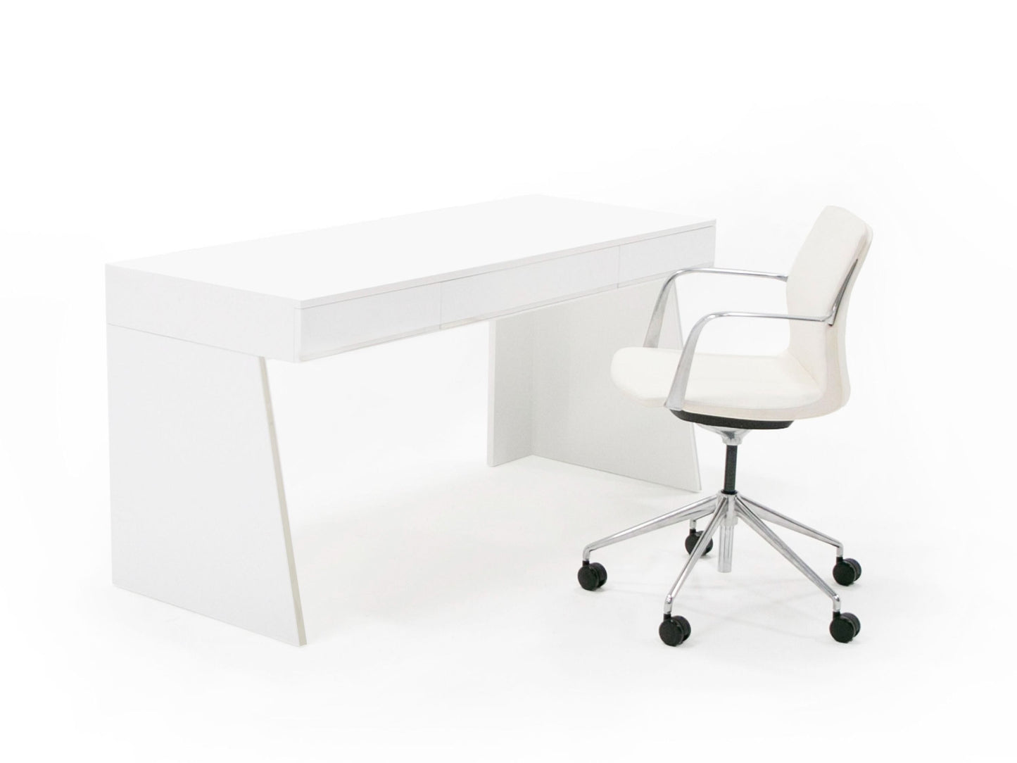 Modrest Chelsey- Modern White and Stainless Steel Desk