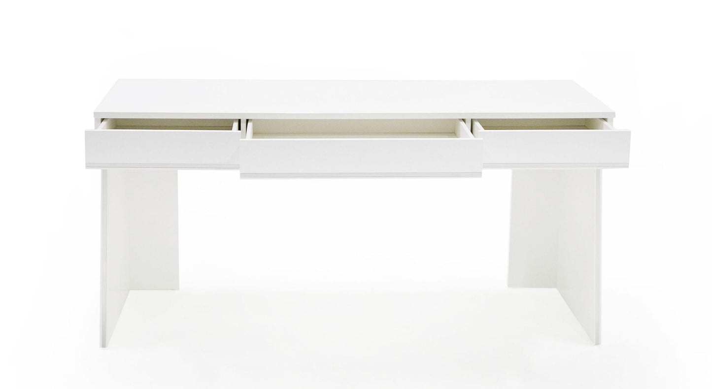 Modrest Chelsey- Modern White and Stainless Steel Desk