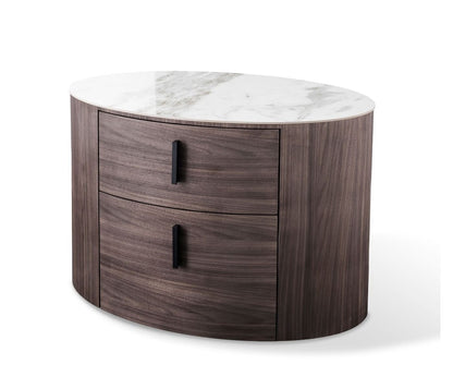 Modrest Fleury Contemporary Bedroom Set – Cream Fabric with Walnut Accents