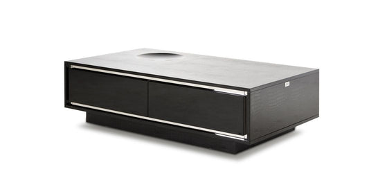 A&X Grand Modern Black Crocodile Lacquer Coffee Table with 2 Drawers