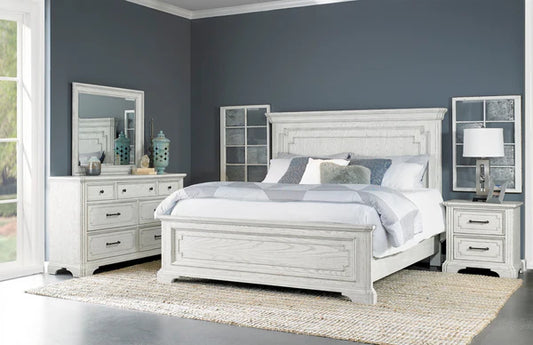 Clara White Mist Panel Bed