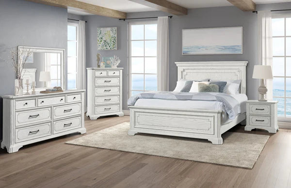 Clara White Mist Panel Bed