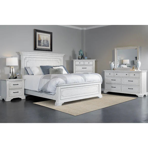 Clara White Mist Panel Bed