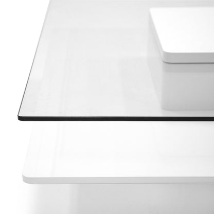 Clarion White and Clear Glass Round Coffee Table