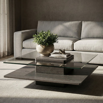 Clarion Grey Elm and Glass Coffee Table