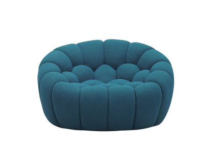 Divani Casa Yolonda Modern Curved Chair – Dark Teal Fabric Accent Lounge Chair