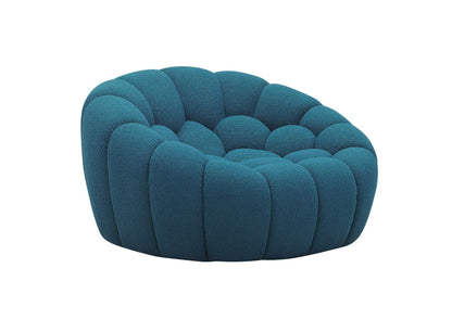 Divani Casa Yolonda Modern Curved Chair – Dark Teal Fabric Accent Lounge Chair