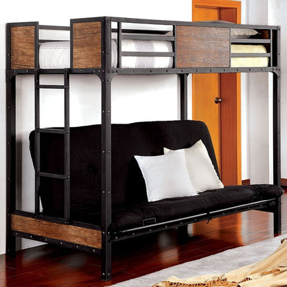 Clapton Black Metal Wood Bunk Bed