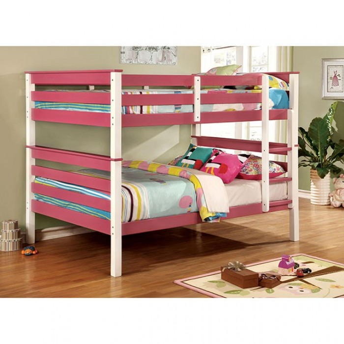 Lorren Pink White Bunk Bed