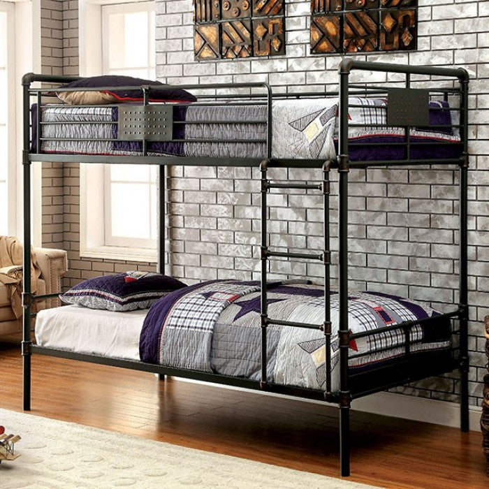 Olga Antique Black Metal Bunk Bed