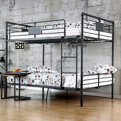 Olga Antique Black Metal Bunk Bed