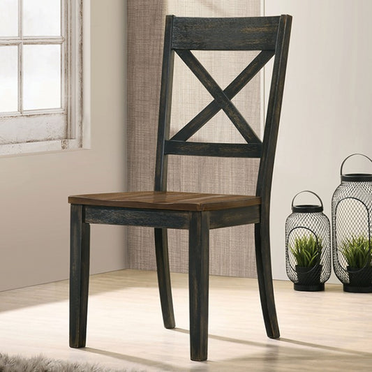 Yensley Rustic Solid Wood Antique Oak Black Chair