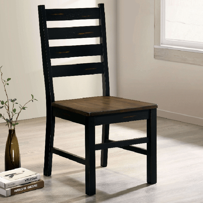 Barbary Industrial Metal Solid Wood Black Dark Oak Dining Chair