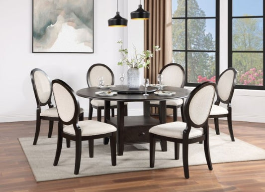 Newforte Transitional Fabric Solid Wood Dining Table