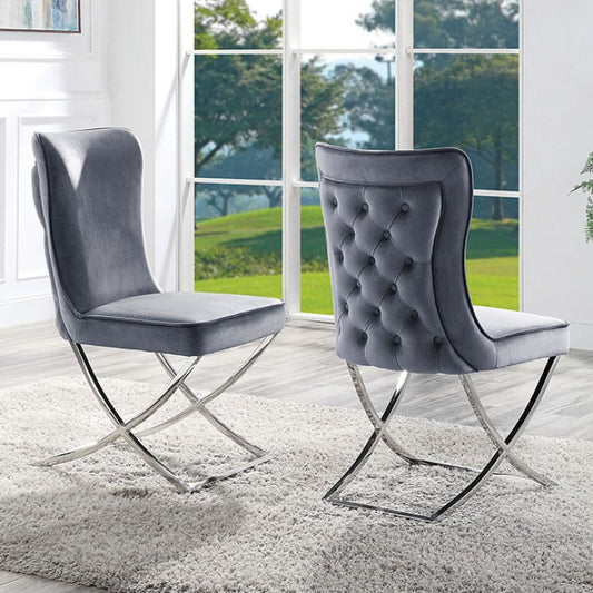 Wasdenswil Glam Stainless Button Tufted Side Chair