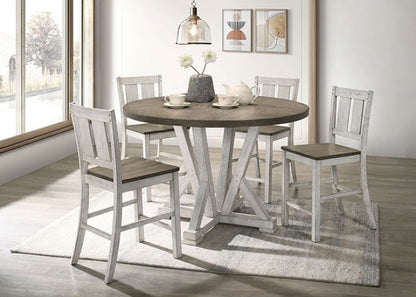 Dakota Rustic Solid Wood Antique White Ash Brown Counter HT Table