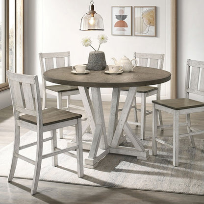 Dakota Rustic Solid Wood Antique White Ash Brown Counter HT Table