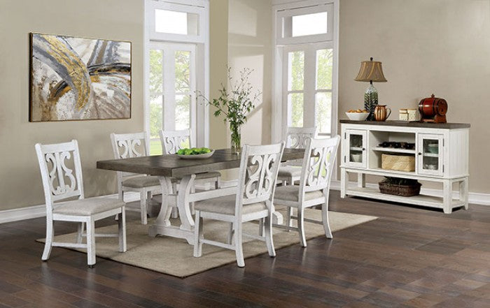 Auletta Rustic Solid Wood Distressed White Server