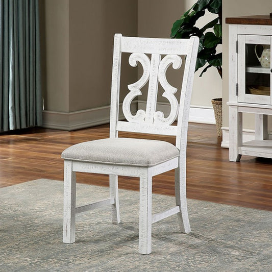 Auletta Rustic Solid Wood Distressed White Side Chair