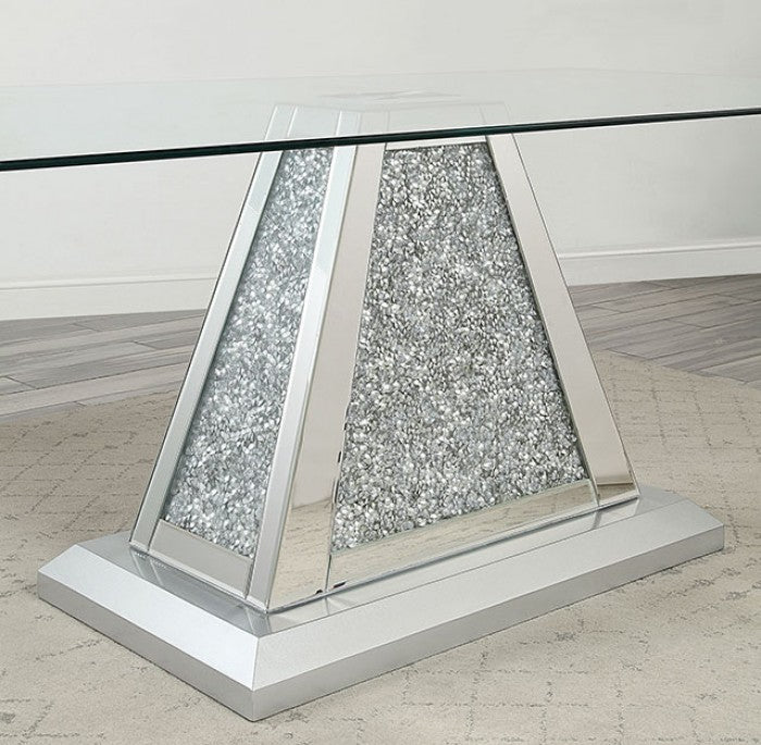 Regensdorf Glam Mirror Glass Acylic Solid Wood Dining Table