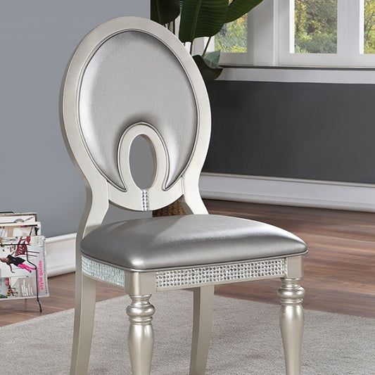 Catalina Transitional Mirror Solid Wood Silver Side Chair