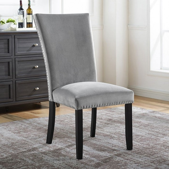 Kian Side Chair (2/Ctn) - Transitional Black/Light Gray