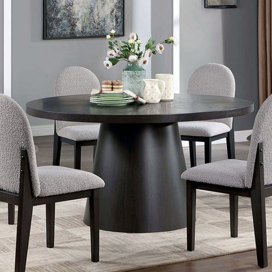 Orland Contemporary Boucle Fabric Dark Walnut Dining Table