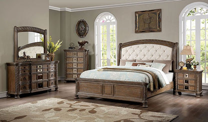 Timandra Transitional Fabric Solid Wood Rustic Natural Tone Bed