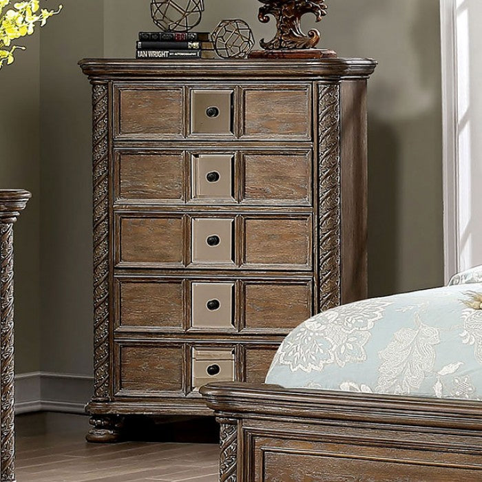 Timandra Transitional Fabric Solid Wood Rustic Natural Tone Chest