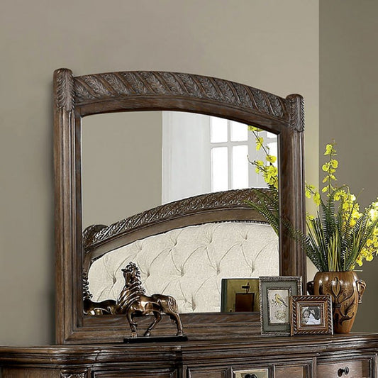 Timandra Transitional Fabric Solid Wood Rustic Natural Tone Mirror
