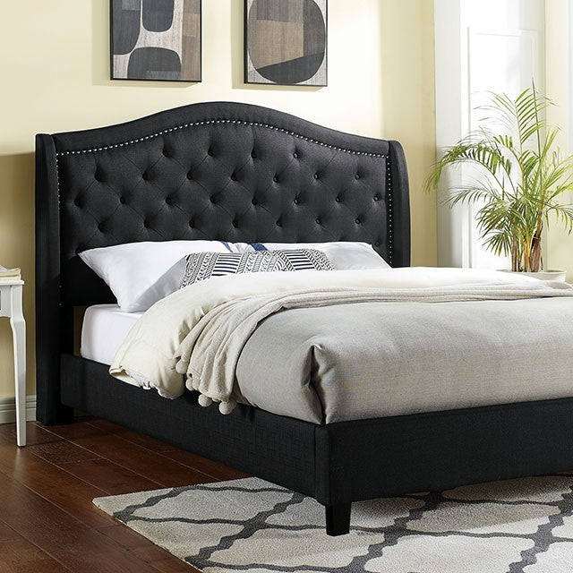 Carly Linen Fabric Solid Wood  Bed