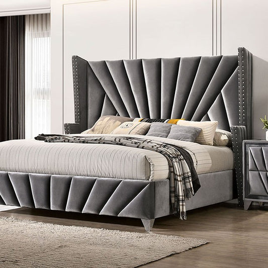Carissa Tufted Upholstered Gray Bed
