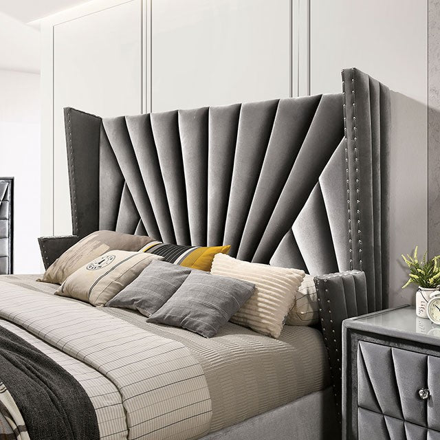 Carissa Tufted Upholstered Gray Bed